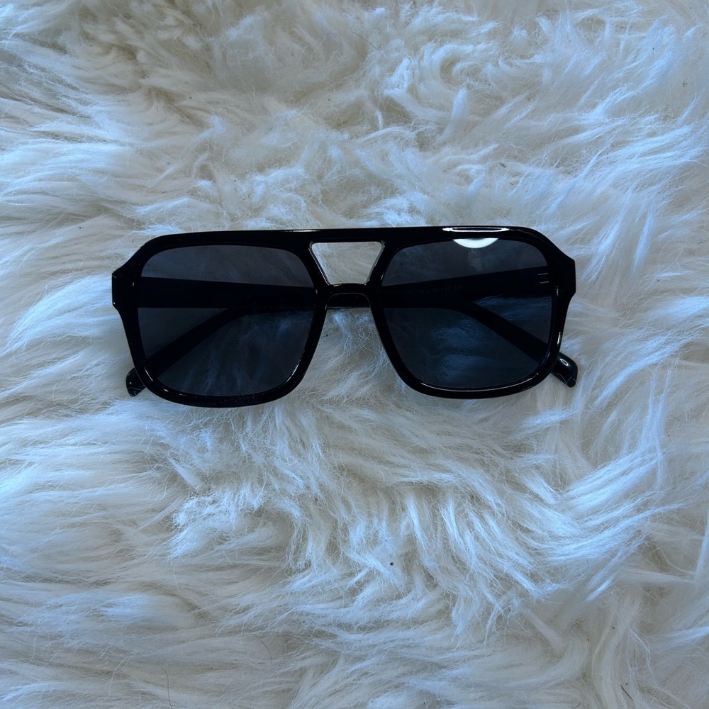 Black Square Glasses with Bold Frame and Dark Lenses